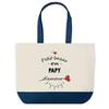 Tote Bag - PLANETEE - Blue Bottom Shopping Bag « Loving Grandpa » - Cotton 40x45 Cm - Grandfather Pattern - Made In France