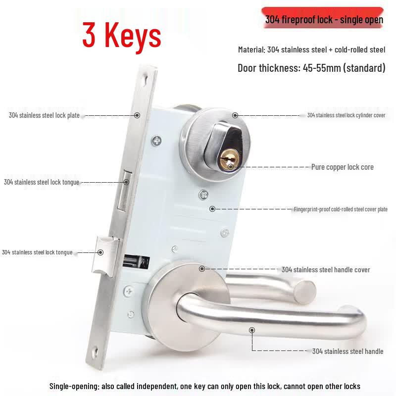 Pin Xie 304 Stainless Steel Fire Door Lock