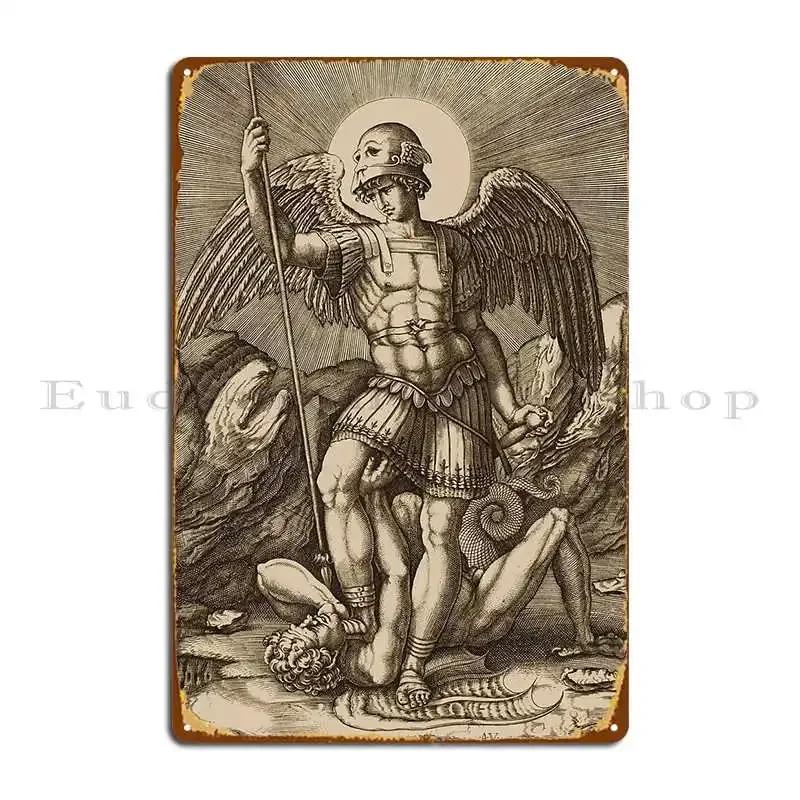 Archangel Michael And The Devil Metal Sign Designer Wall Cave Create Rusty Create Tin Sign Poster 20x30cm(7.8x11.8inch)