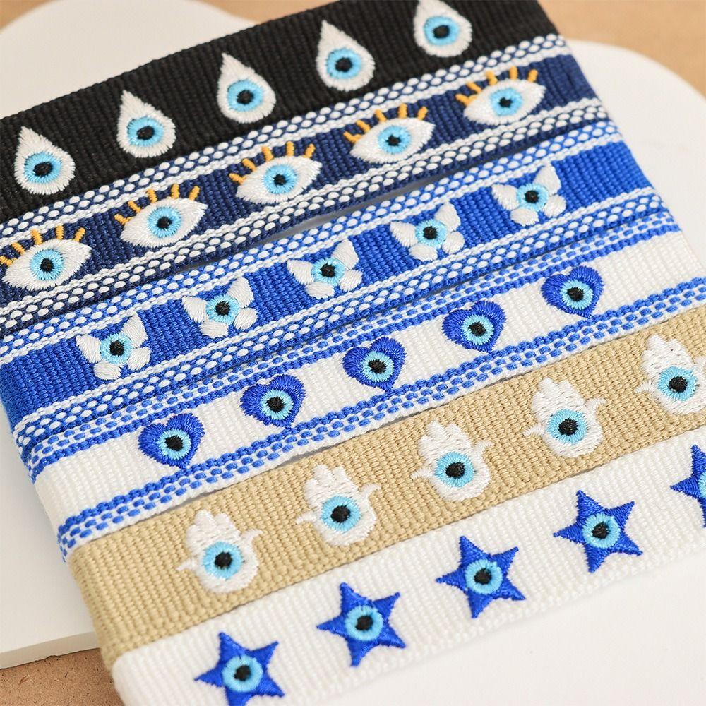 Embroidered Woven Charm Bracelets Adjustable Rope Blue Eyes Bracelet  Fabric Bracelets