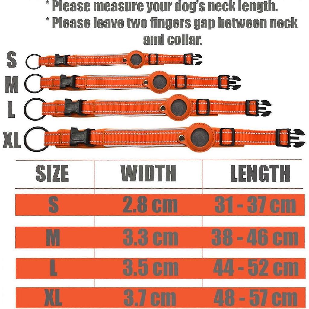 Hundehalsband, Verstellbares Nylonhalsband für Haustiere mit Apple Airtag Hundehalsbandhalter Leicht & Bequem Reflektierende Haustierhalsbänder mit Schnellverschluss B