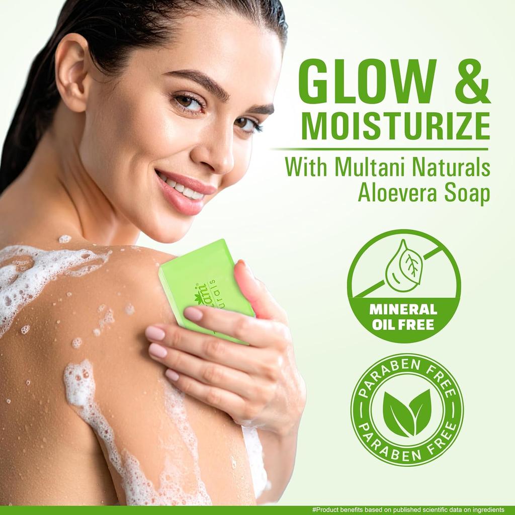 Multani Aloe Vera Bath Soap Bar 125 g Pack of 5PCS Natural Handmade Herbal Cleansing Soap For Deep Hydration All Skin Type