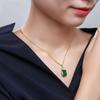 Solid 14k guld 45 cm halsband Emerald Pierscionki Bizuteria Bröllopshänge Dam Emerald Ädelstenshänge Pierscionki Smycken