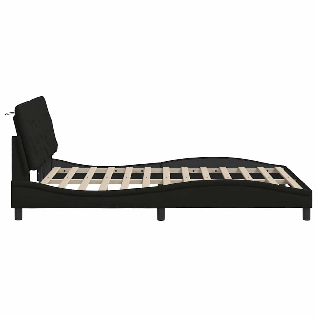 Bed Frame with LED Lights Without Mattress Black 120x200 Cm Fabric