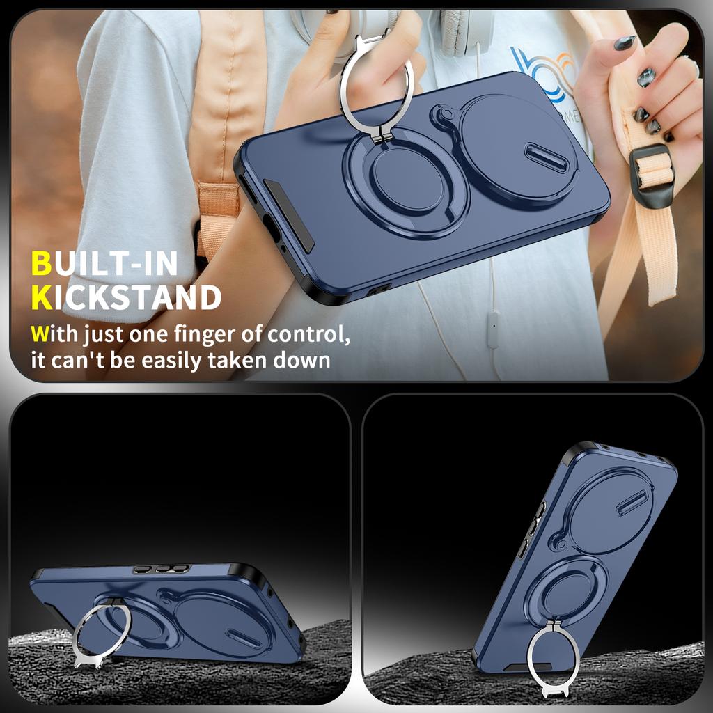 Magnetic Ring Stand Phone Case For Realme 14 Pro Plus 5G Slide Camera Lens Protection TPU Frame Hard Plastic Back Cover Fundas