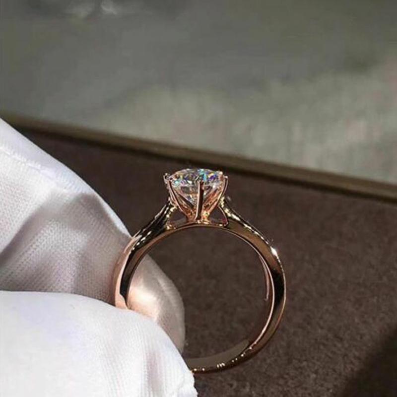 New Luxury Rose Gold Color Wedding Rings Women Brilliant Cubic Zirconia Ceremony Party Engagement Ring Fashion Jewelry 2022
