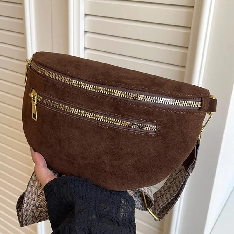 Casual travel Female Shoulder 2026 Winter Faux Suede Chest Bag Woman Waist Bag Street Trend Crossbody Bag Phone Purse Fanny Pack