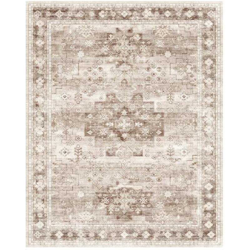 Retro Bohemian Living Room Carpet Foldable Machine Washable Sofa Coffee Table Non-slip Floor Mat Home Bedroom Bedside Soft Rug
