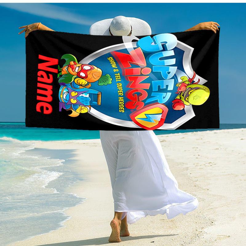 Personalized customized proof beach towel with SuperZings pattern - soft, absorbent,quick-drying,perfect swimming,camping&bathing
