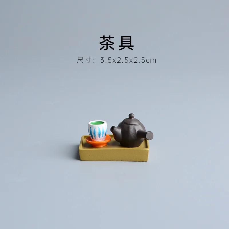 ZAKKA Cute Cartoon Tea Cat Ornament Resin Figurines Crafts Dollhouse Sushi Package Miniature Home Decor Desktop Accessories Gift