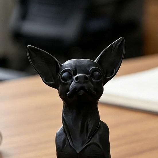 3D Printed Chihuahua Figurine, Modern Black Dog Statue, Plastic Puppy Sculpture for Desk Decoration, Gift for Pet Lovers