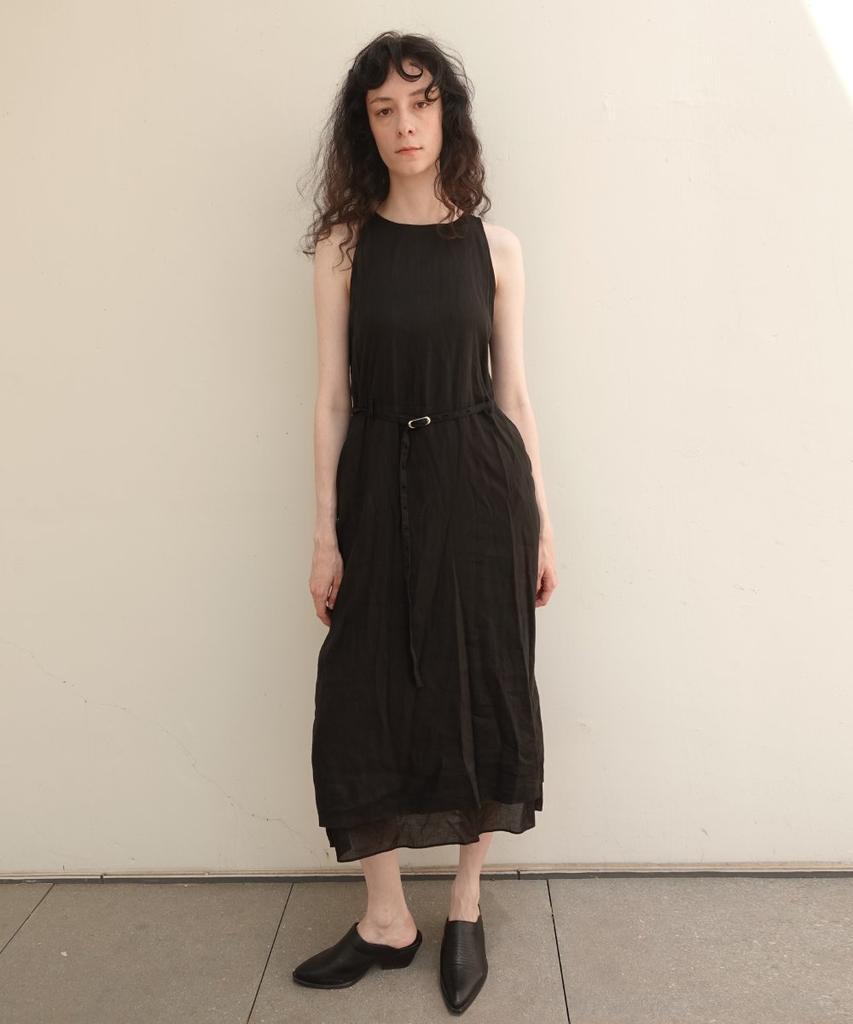 NAYRO Linen Double Layered Sleeveless Dress Black