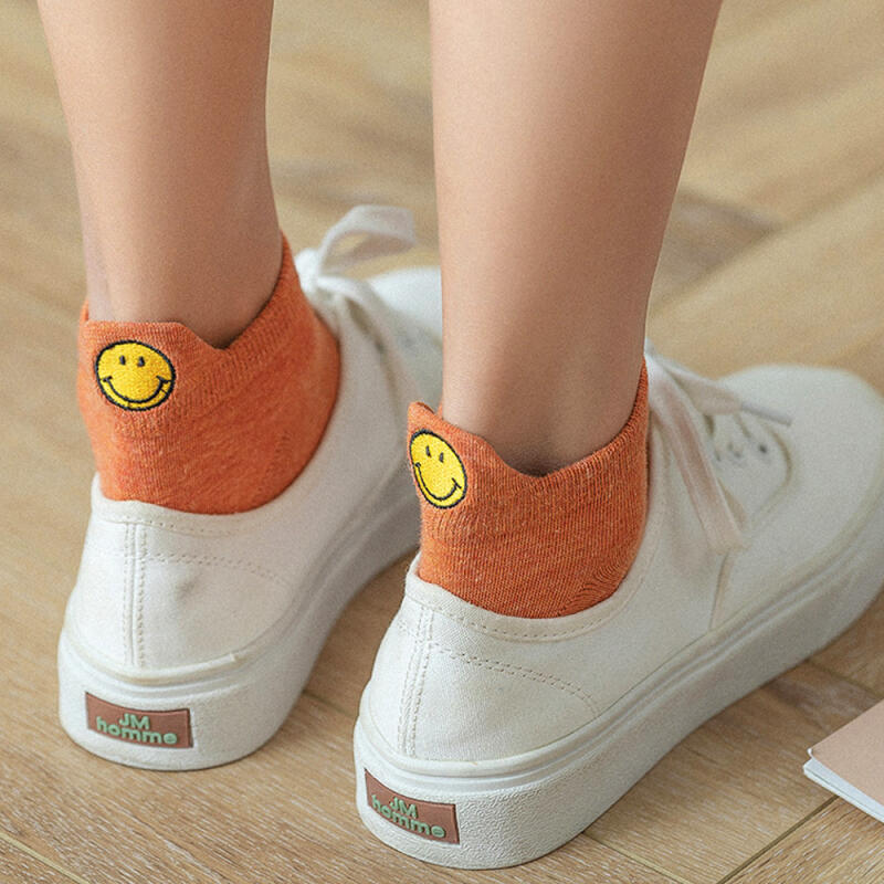 10 Pairs of Smiley Embroidered Ankle Socks Women's Fake Socks Set