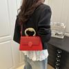 2025 Spring New Trend Beautiful Simple Personality Versatile Splicing Fashion Oblique Span Shoulder Portable Small Square Women's Bag