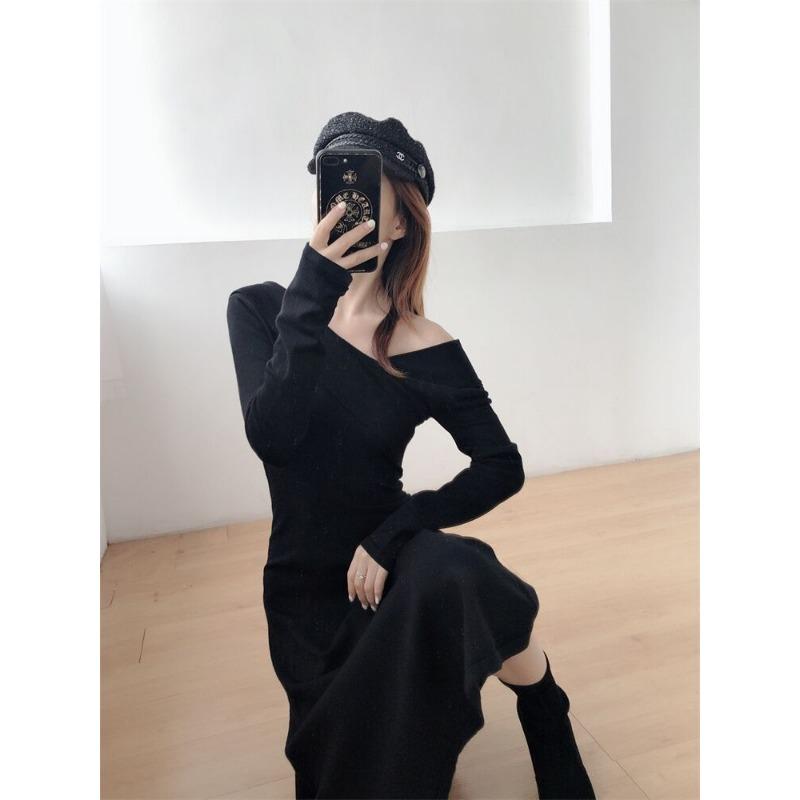 Autumn Women's New Black Dress Temperament Celebrity High-end Muse Fan High-end Small Black Dress