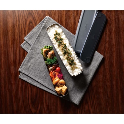 Thermos Bento Box 2 Tier Slim Fresh Lunch Box 815ml Black Border DSA-804W BKBD