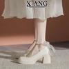 White high heels children 2025 spring and summer new French gentle wind Mary Jane women's shoes light mouth thick heel single shoes