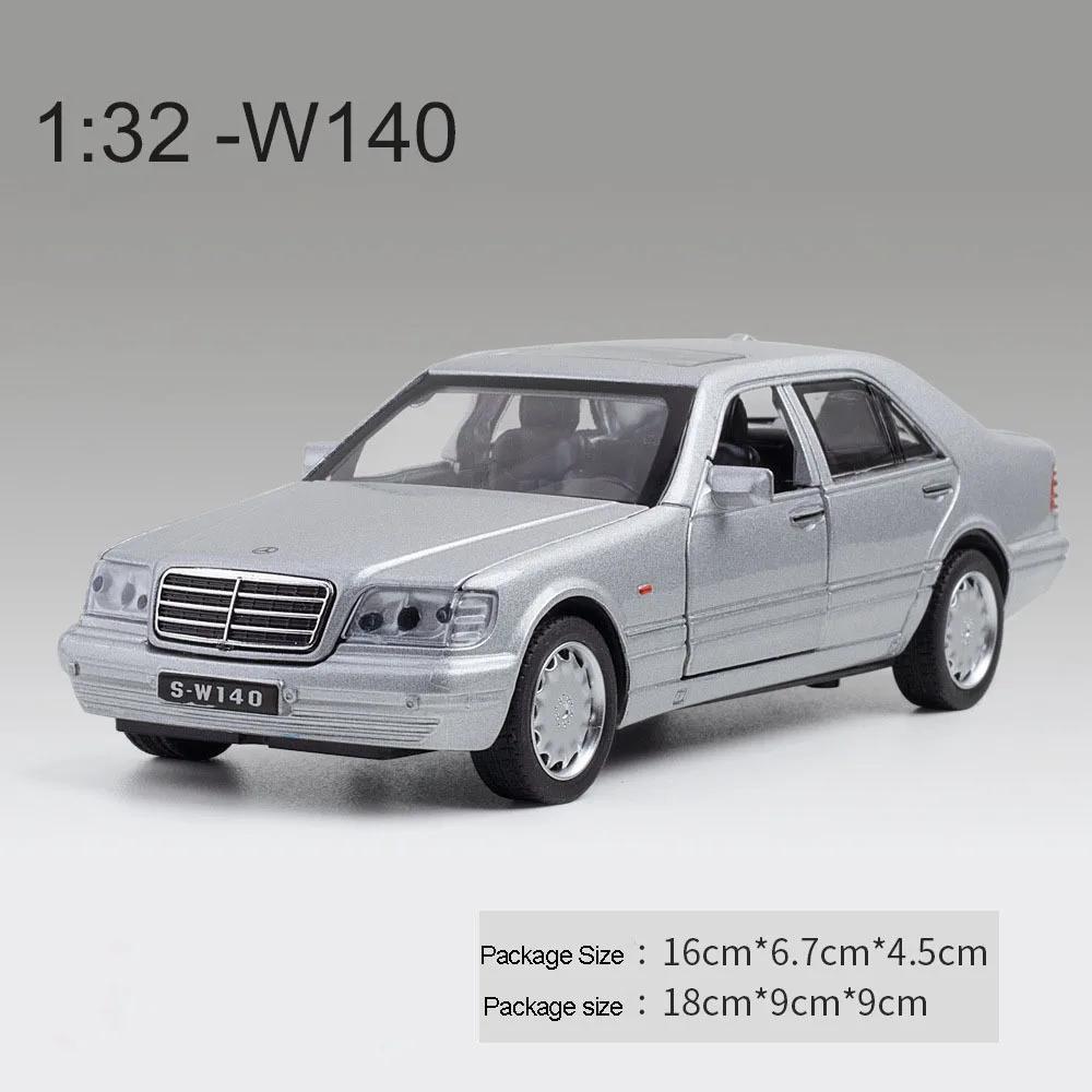 

1:32 S-W140 Alloy Diecast Car Model Toy Metal Body Plastic Chassis Rubber Tire With 4 Doors Opened Pull Back Function Kids A88 сірий колір