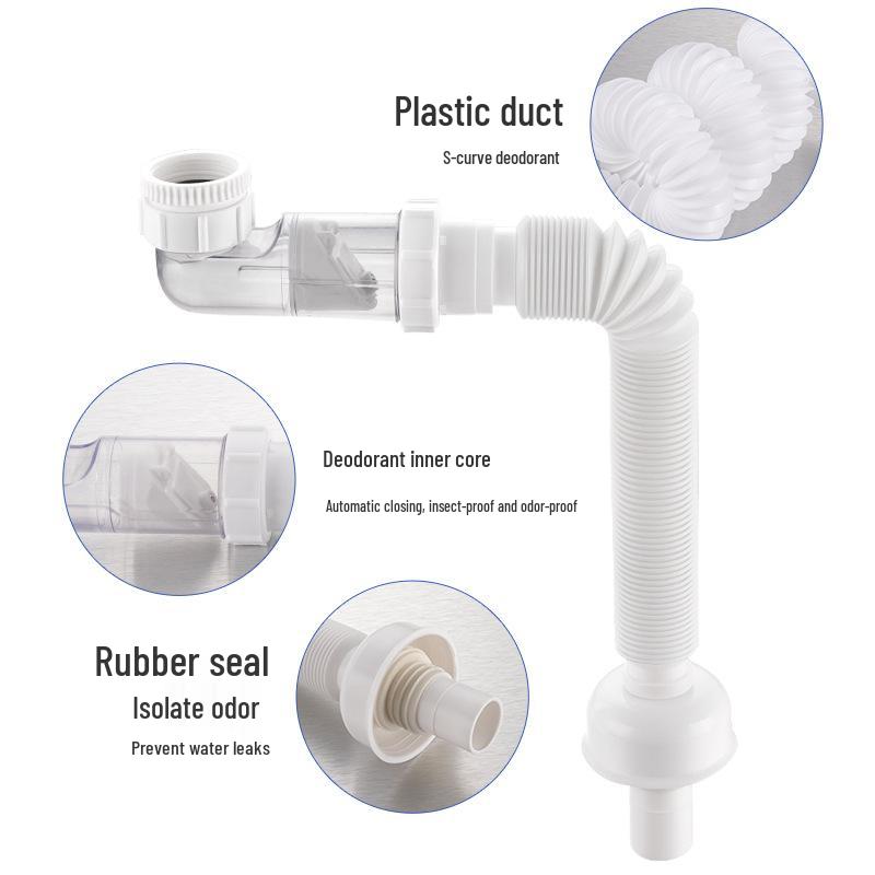 Single-Head Anti-Odor Telescopic Drain Pipe for Washbasin