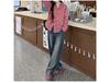 Women's Red Embroidered Plaid Shirt Jacket - Spring 2025 Small Size Casual Fashion