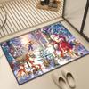 Christmas Door Mat With Non Slip Backing Cute Santa Snowman Pattern For Indoor Outdoor Holiday Home Decor