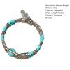 Women Bangle, Adjustable Chain Length Bracelet, Feather Pendant Turquoise Beaded Bracelet, Retro Bohemian Style Bracelet for Jewelry Gift