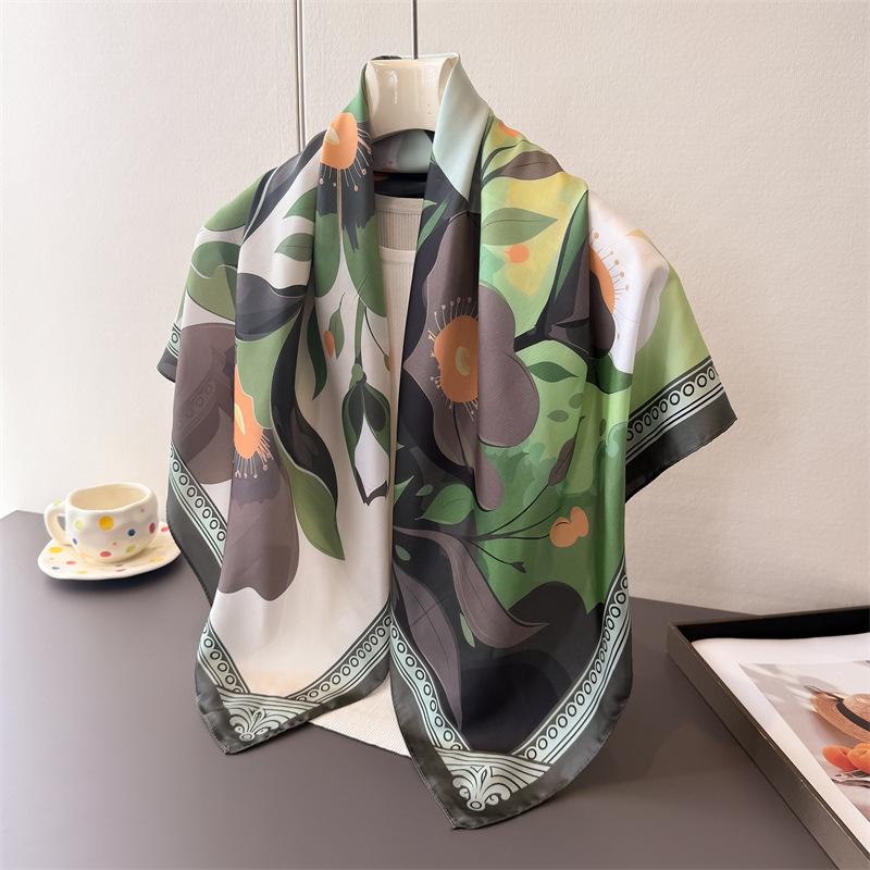 Mori Refreshing Simulation Silk High-end Large Square Scarf Silk Scarf Printed Shawl Decorative Scarf Sunscreen Headscarf Scarf Female