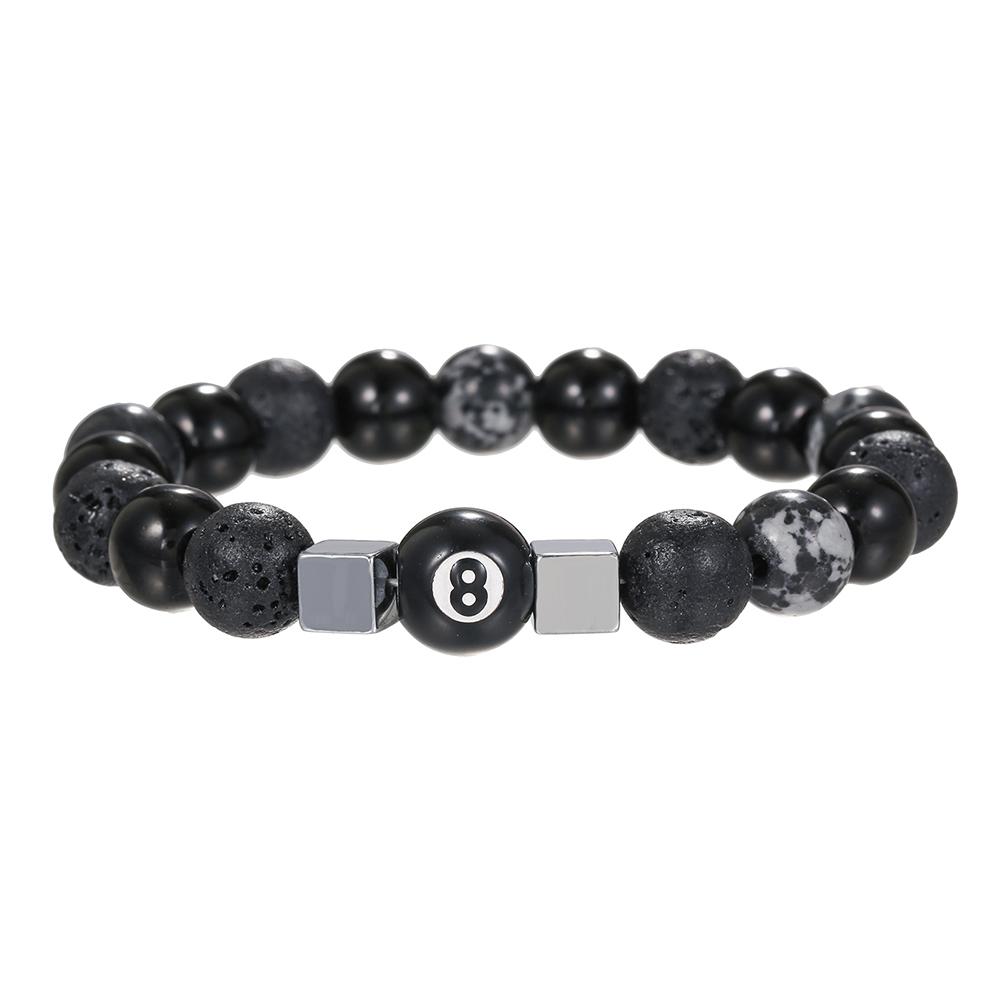 Hot- Creative Billiards Black 8 Bead Bracelet Billiards Figure Eight Elastic Bracelet Accessory Couple Bracelet Jewelry