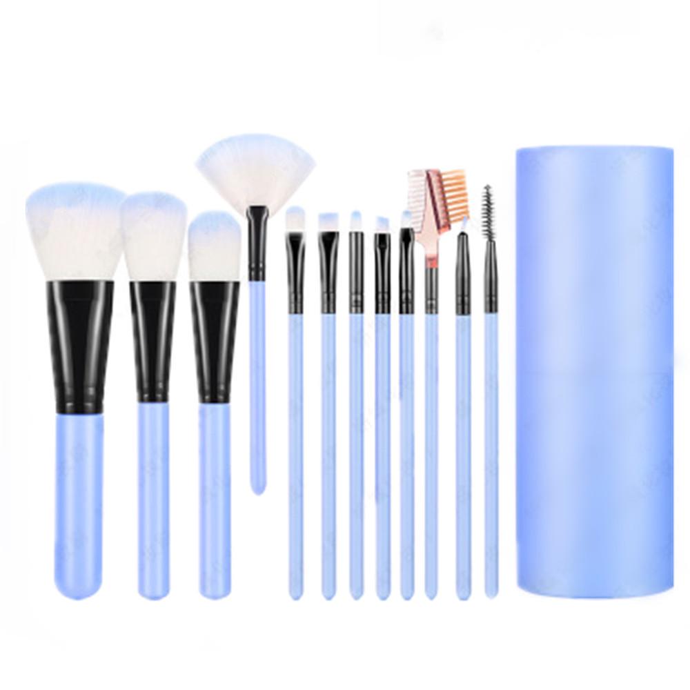 12pcs Pro Travel Portable Foundation Eyeshadow Eyebrow Lip Makeup Brush Cosmetic Tool with Barrels
