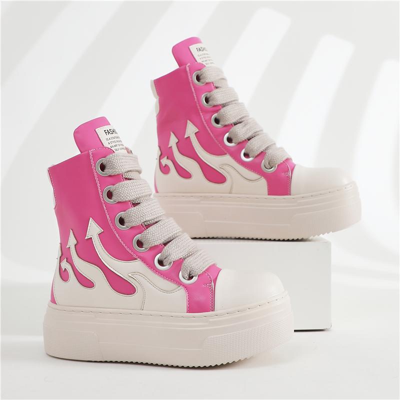 Concise Platform Thick Bottom Unisex Shoes All Match Mixed Color Increase Sport Shoes Runway Sneakers Large Size Casual Trainers