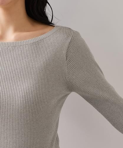 [BIS] Spitzengestrickter Pullover mit Bündchen, Hellgrau (08) F.