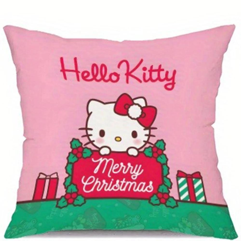 Cute Hello Kitty Christmas Pillowcase Living Room Sofa Cushion Cover Kawaii Room Home Decoration Christmas Gift