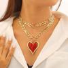 Enamel Heart Statement Necklace Gold Color Heart Pendant Necklace Heart Necklaces  For Women