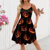 Dámské sexy šaty s potiskem Halloweenu, odhalující ramena, punkový vintage styl