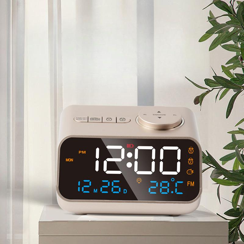 Temperature and Humidity Clock Perpetual Calendar LED Charging Clock Control FM Radio Alarm Clock