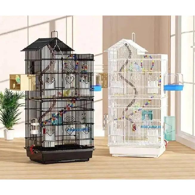 Budgie Parrot Cage Bird Cage Special Black Phoenix Peony Bird Breeding Cages Large Home Metal Luxury Viewing Villa Bird House L