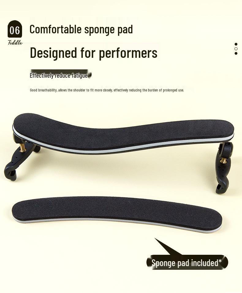 PEDI Super-Light Carbon Fiber Titanium Violin Shoulder Rest & Viola Chin Support