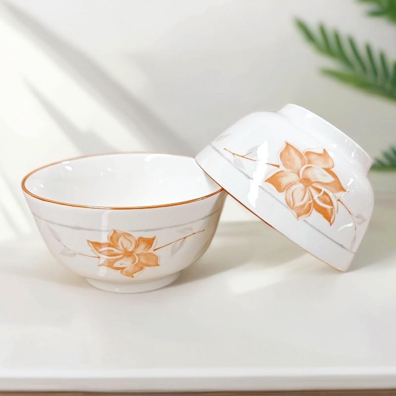 Peace and Joy 10-Piece Glazed Ceramic Rice and Noodle Bowl Set, 5-Inch