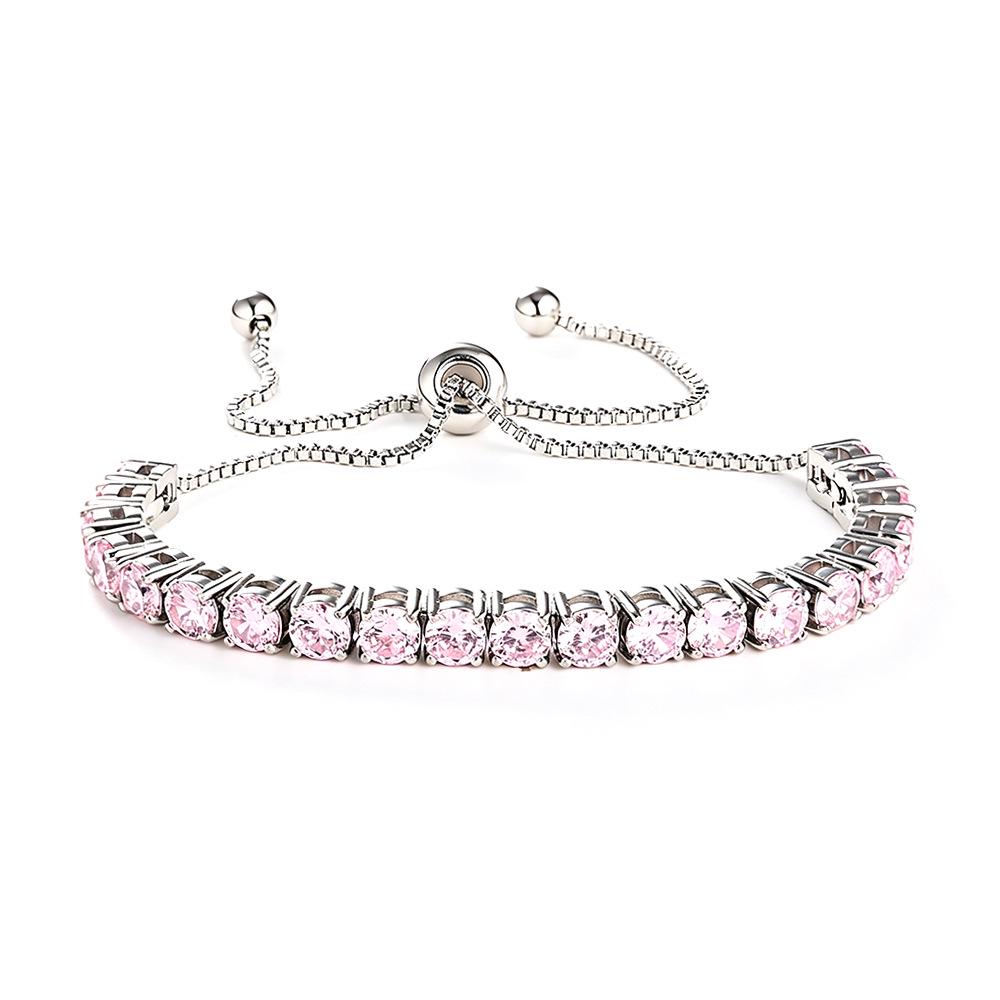 Elegant 4mm Zircon Women's Adjustable Stainless Steel Bracelet