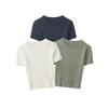 HeyHenry 2025 Retro Short Sleeve Knit Sweater - Slim Fit Cable Knit Top for Women