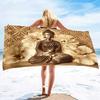 Golden Buddha Print Bath Towel - Soft Microfiber for Travel, Pool & Spa - Ideal Gift for Serenity and Meditation Enthusiasts
