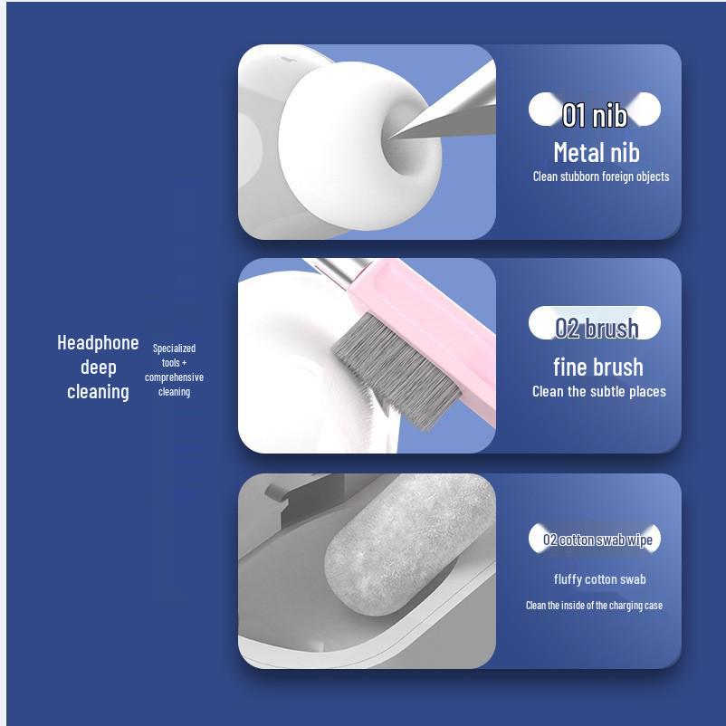 Multifunctional Cleaning Kit: Keyboard Brush, Screen Cleaner, Bluetooth Earphone Pen.