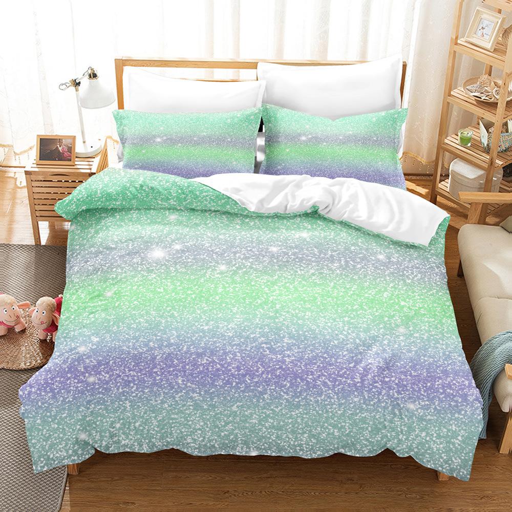Home Textile Multicolored Glitter Three-Piece Quilt Cover 3D Digital Printing Bedding
