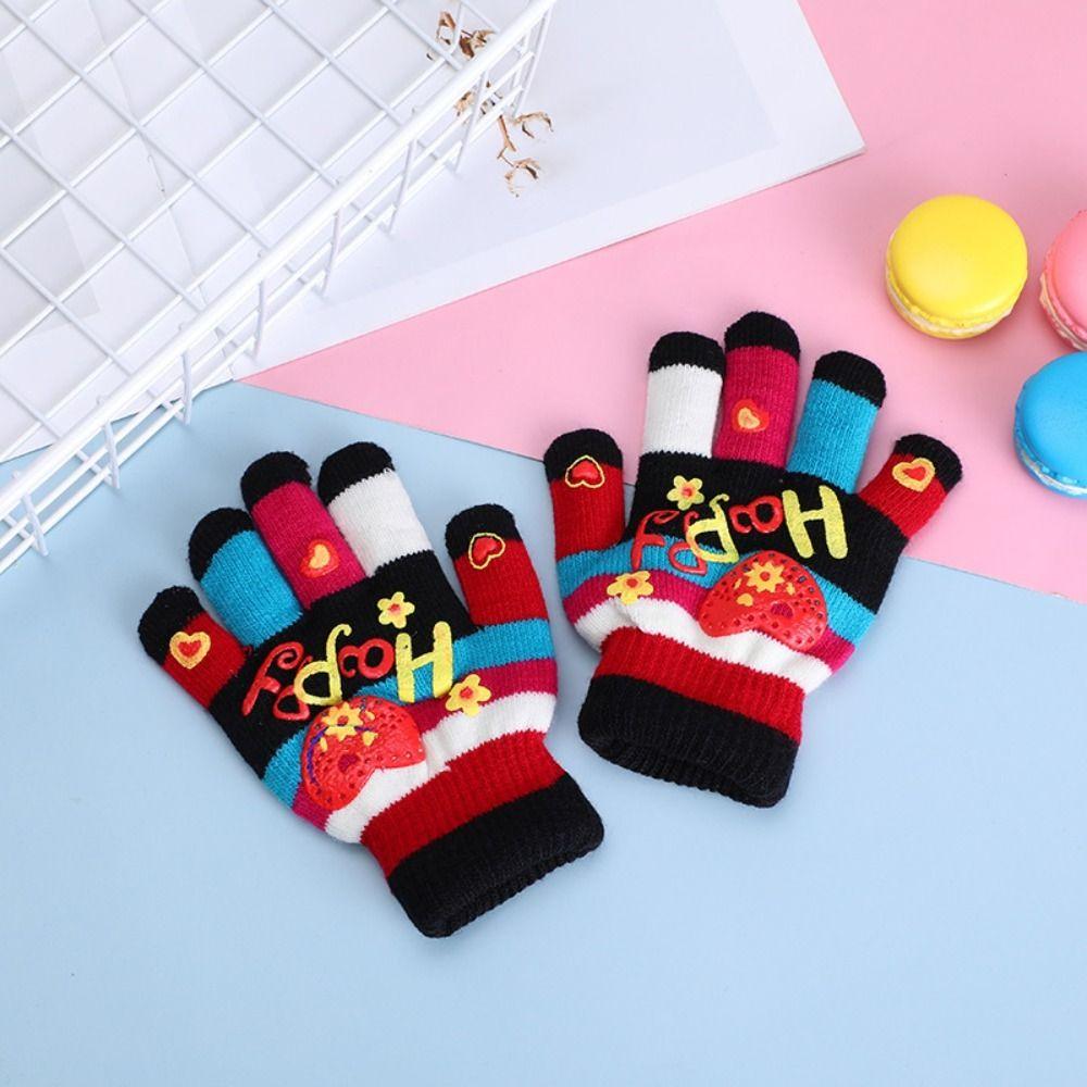 Knitted Knitting Mittens Thick Mitten Cartoon Kids Gloves  Boys Girls