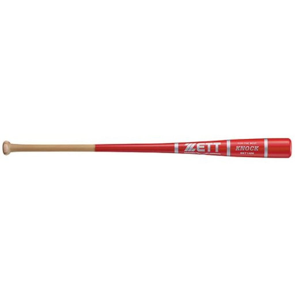 ZETT Knock Wooden Baseball for Hard and Soft Red 84cm Bat, Softball, Baseball, BKT1450, (6400),