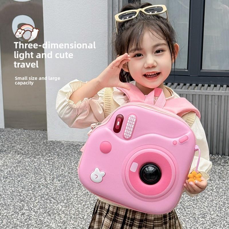 Childrens Bag Camera Zipper Flash Eggshell Backpack Adjustable Strap Shoulder