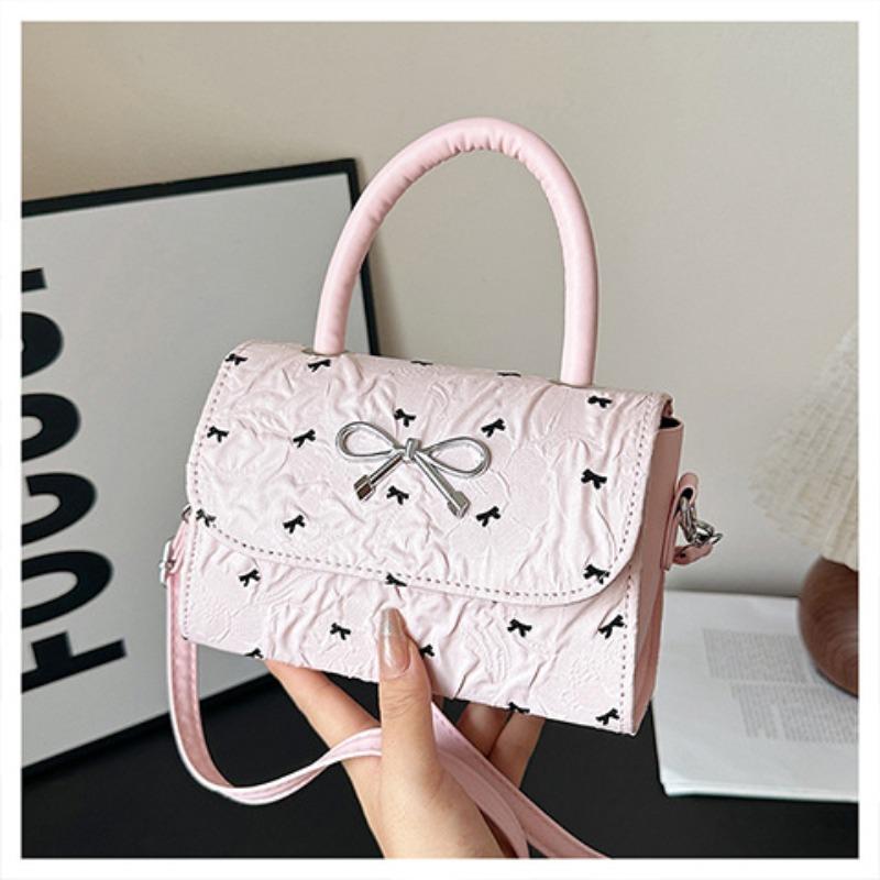 

Сумка с принтом банта, женская новая летняя на плечо, мессенджер, высококлассная портативная маленькая квадратная сумка розовый