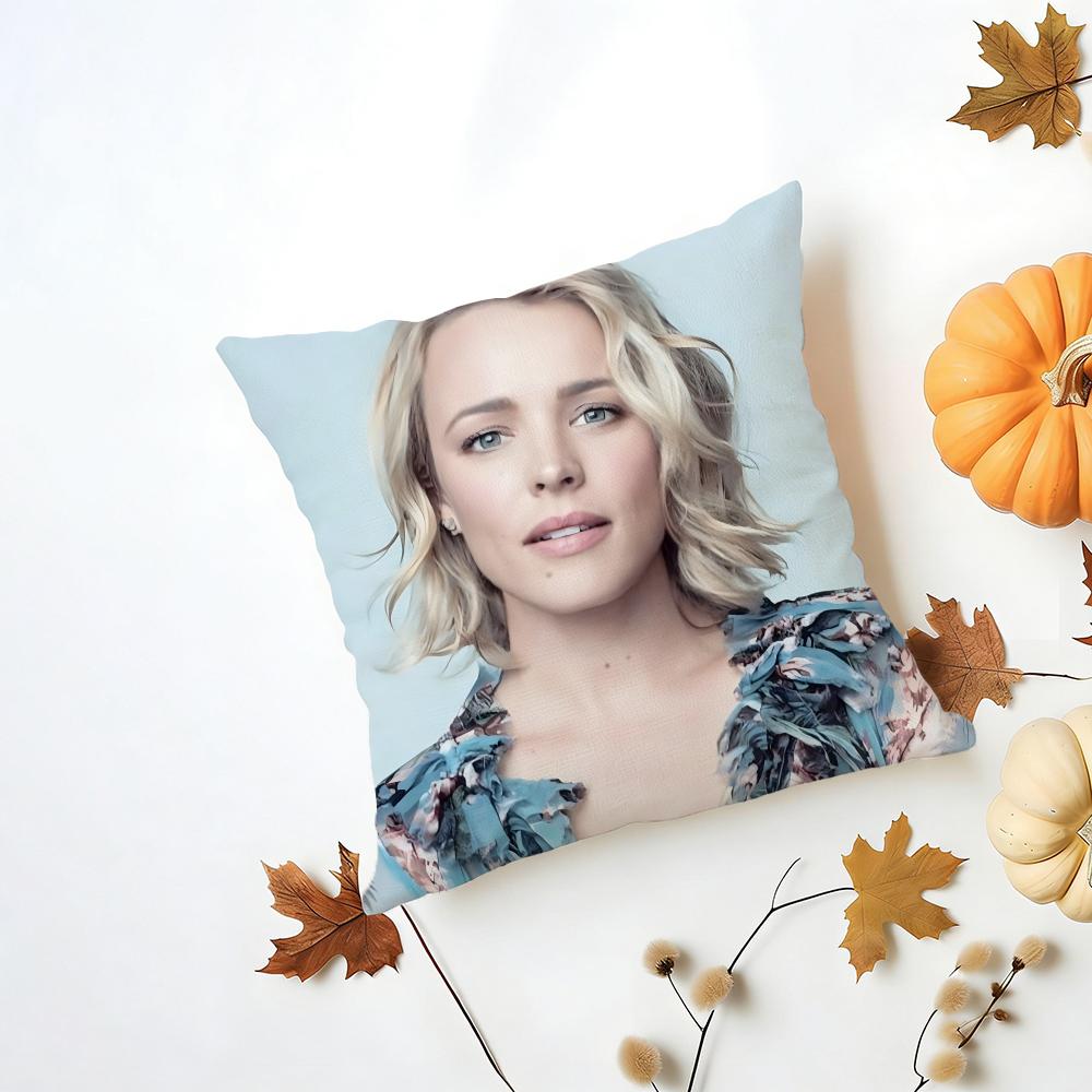 RRachel McAdams Cushion Cover Washable Linen Pillowcase Soft  for Daily Sofa Bed Home Room Decor