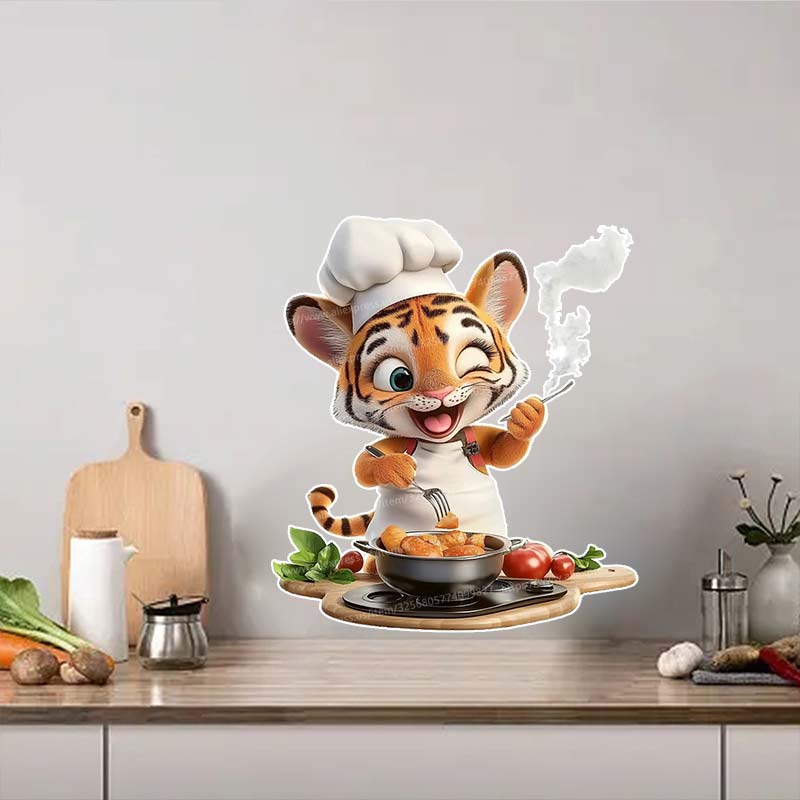 Süße Giraffe & Katze & Glückliches Nilpferd Koch Wandaufkleber - Charmantes Tier Kühlschrankaufkleber für Wohn- & Esszimmerdekor Aufkleber S481