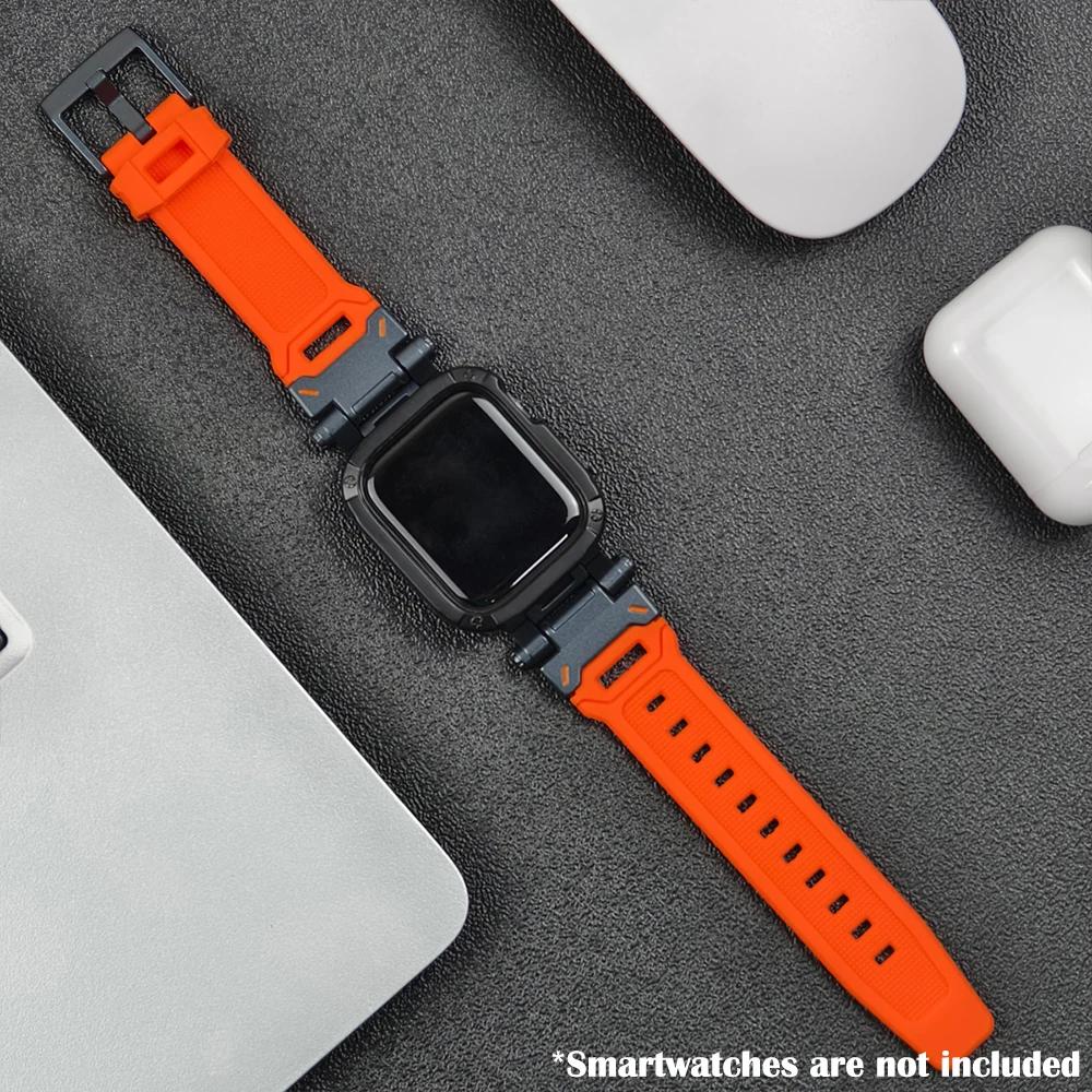 Silicone Band+Case for Apple Watch Ultra2 Strap 49mm 41mm 45mm 40mm 44mm TPU Cover+Sport Bracelet Series 9 8 7 6 SE 5 Wristband
